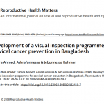 Visual inspection programme for cervical cancer prevention in Bangladesh
